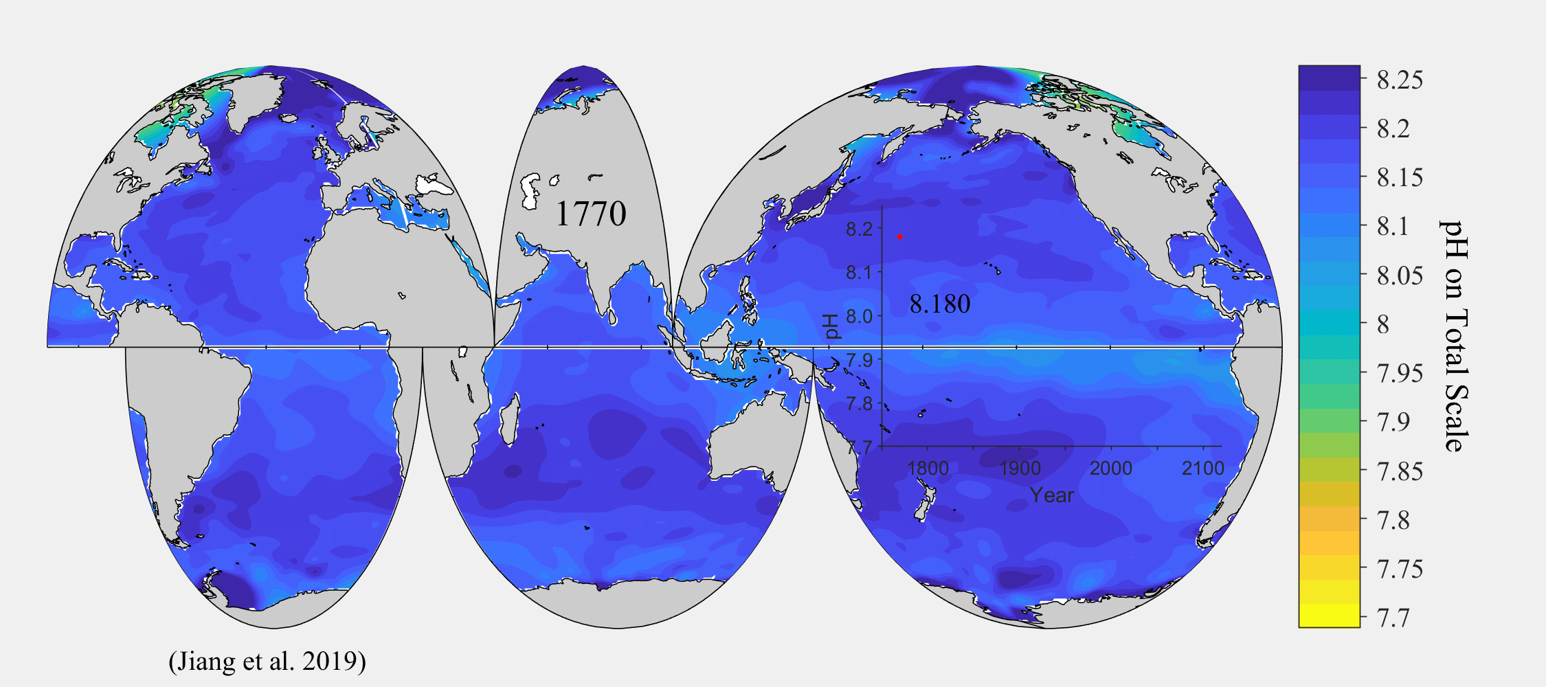 Animation of increasing pH in ocean waters