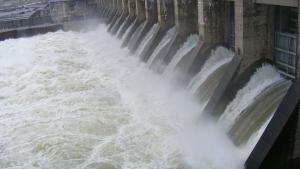 Photo of water being released from hydropower dam