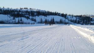 Flat road across ice