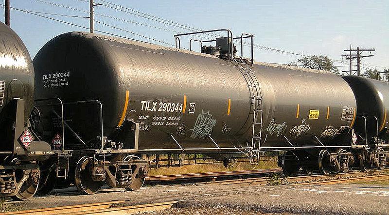 Photo of an "oil tanker" car in a freight train