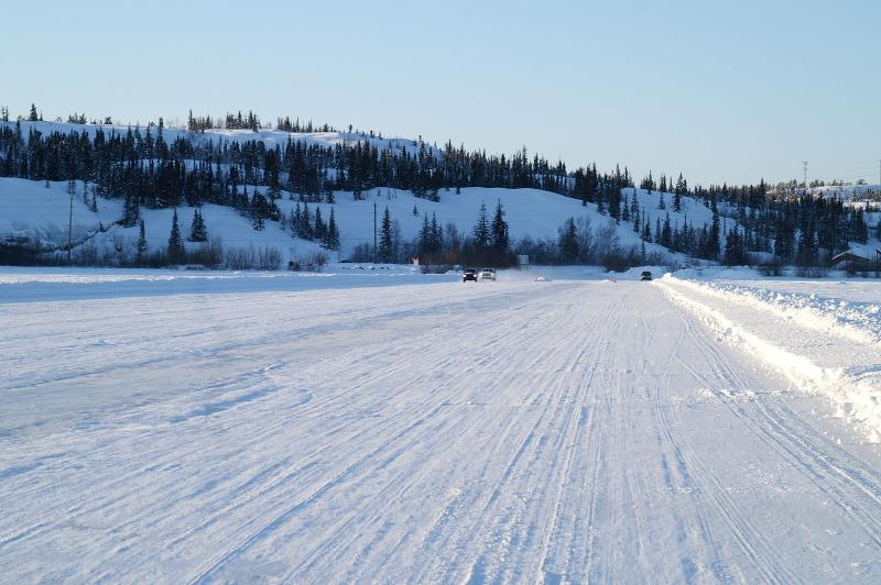 Flat road across ice