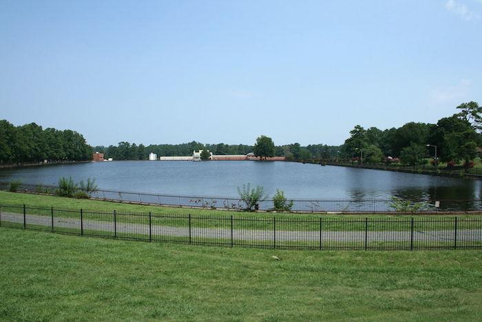 Photo of a water treatment plant reservoir