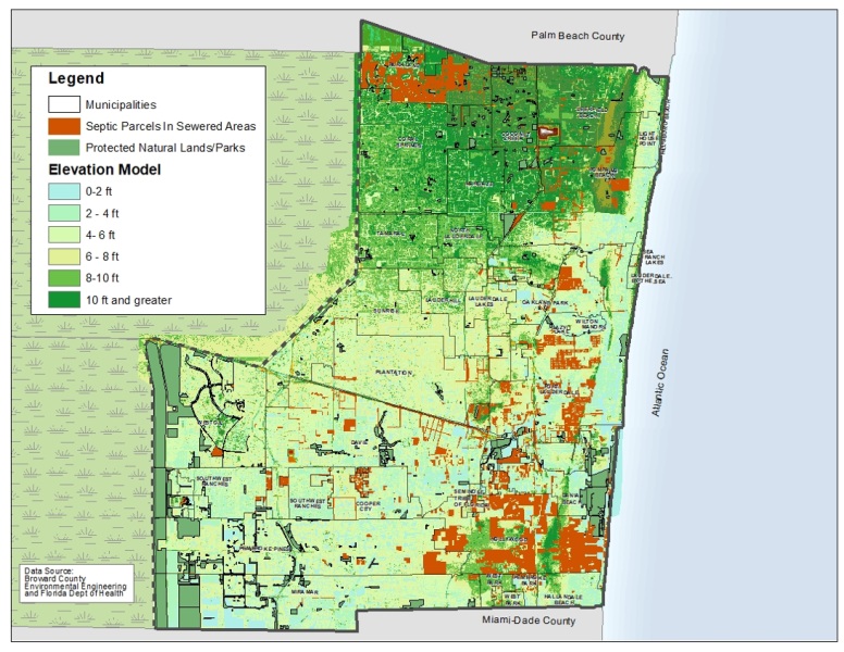 Map supporting the septic ordinance in Broward County