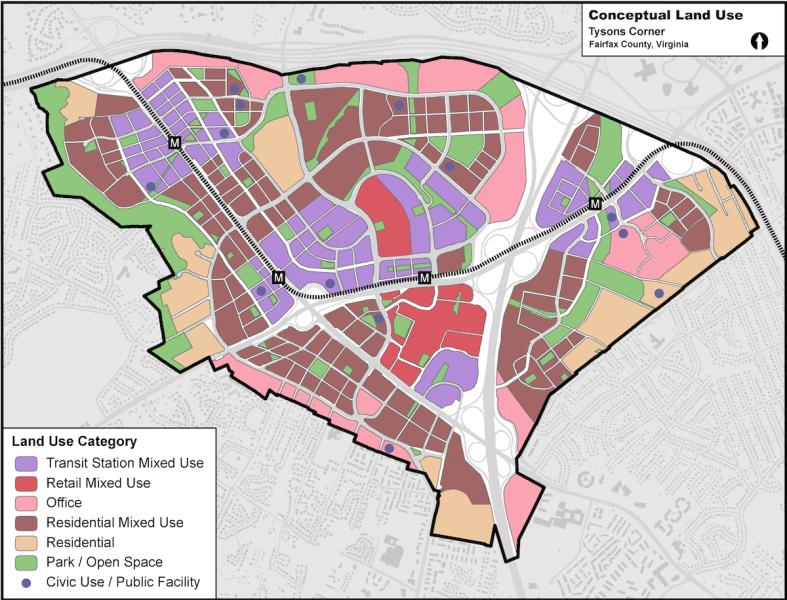 Map with color codes indicating intended land use