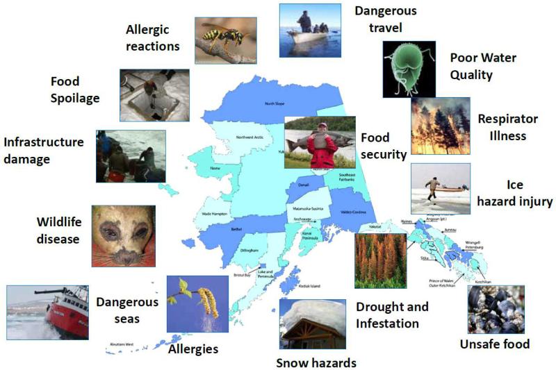 Graphic depicting the health effects of climate change in Alaska